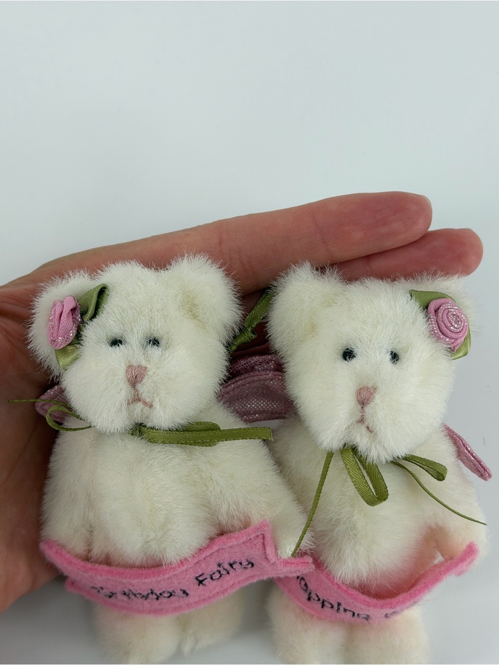 Boyds Bears White Plush Fairy Bunnie Ornaments - Birthday Fairy & Shopping Fairy - Picture 2 of 7